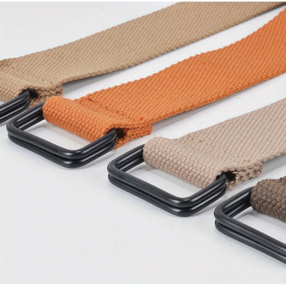 Stylish Canvas Belt with Double Ring Buckle
